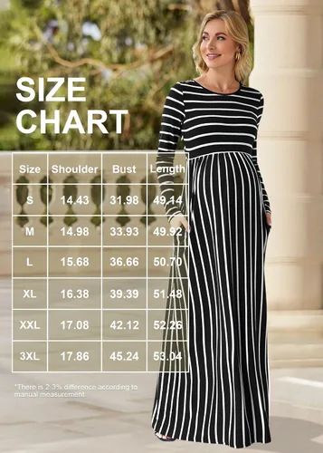 Miniatura 4 de Xpenyo Maternity Casual Dress Empire Waist Pregnancy Maxi Dresses with Pockets