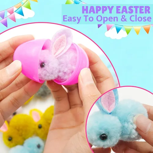 Miniatura 8 de Paquete de 24 juguetes de peluche rellenos de huevos de Pascua, coloridos rellenos de huevos de Pascua a granel para niños, adolescentes, niños