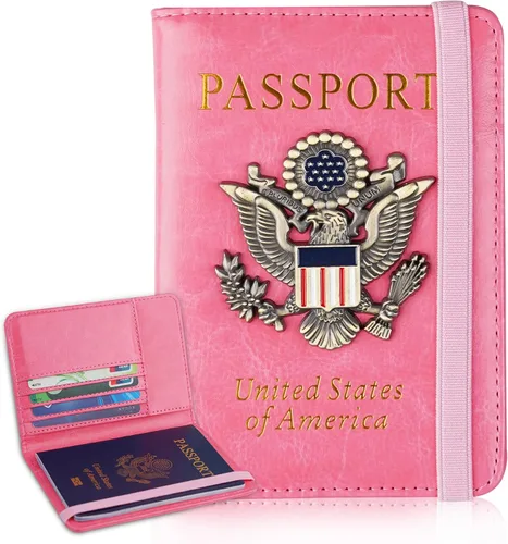 Miniatura 15 de Funda para pasaporte, cartera de viaje con bloqueo RFID, carteras para pasaporte, organización de pasaporte familiar, funda personalizada