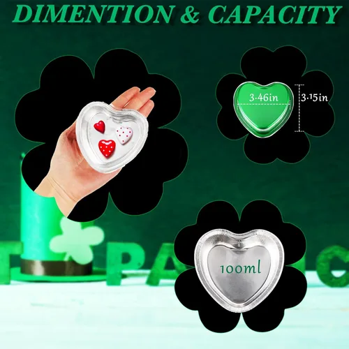 Miniatura 3 de Molde de aluminio para tartas en forma de corazón con tapas, 3.4 fl oz/3.4 onzas, mini taza desechable para magdalenas, tazas para hornear para San
