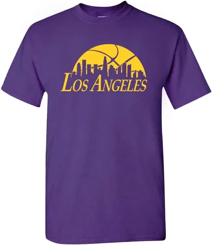 Xtreme Apparrel Camiseta Team Cityscape Skyline para los fanáticos del baloncesto Los Ángeles - Camisa Púrpura