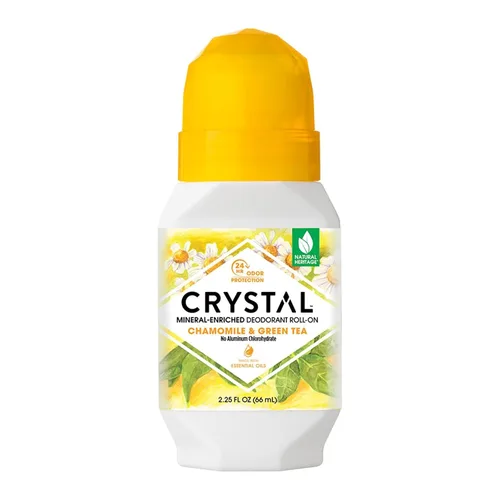 Desodorante Roll-On Mineral Vegano para Mujeres y Hombres, Manzanilla y Té Verde - 2.25 fl. oz. (El embalaje puede variar)