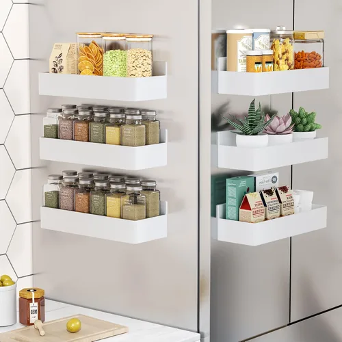 Miniatura 13 de Mystozer Estante Magnético para Especias para Refrigerador, Organizador de Cocina y Estante de Almacenamiento, Negro (Paquete de 6)..