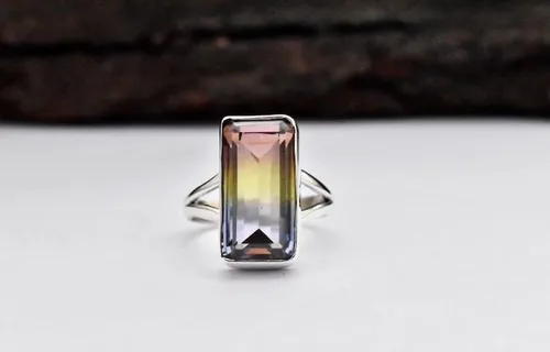Miniatura 4 de Anillo de turmalina de sandía, anillo de plata de ley 925, anillo de cuarzo turmalina, anillo de mujer, anillo de declaración, anillo hecho a mano