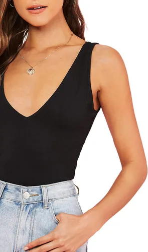 Miniatura 4 de Verdusa Camiseta sin mangas básica casual de doble cuello en V para mujer