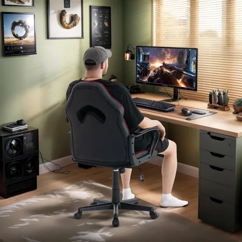 Miniatura 5 de Silla ergonómica de videojuegos para computadora, oficina en casa, carreras, escritorio ejecutivo de video, de piel sintética, para adultos