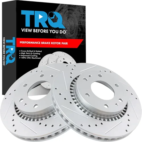Miniatura 101 de TRQ Juego de rotores de freno de rendimiento trasero con revestimiento G premium compatible con Mazda 6 2014-2021