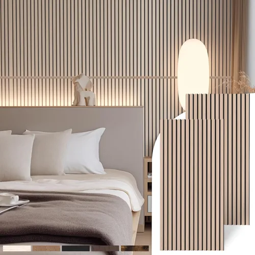 Miniatura 19 de Mollywell Paneles de madera para pared, instalación que ahorra tiempo, decoración de pared de listones de madera versátil, diseño acanalado mejorado