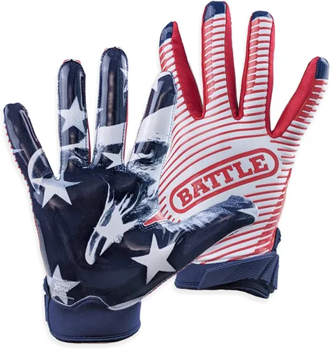 Miniatura 40 de Battle Sports - Guantes de fútbol americano para receptor abierto con dorso de mano, ultraadherentes y con agarre, antideslizantes, para adultos