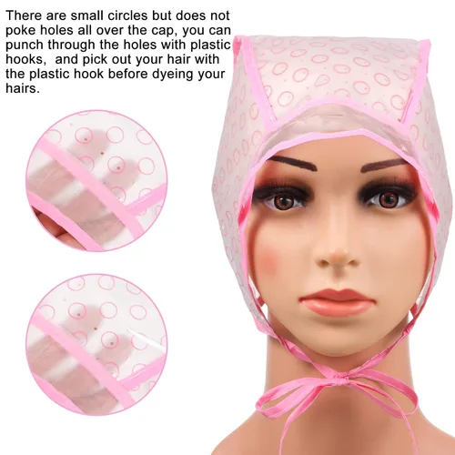 Miniatura 4 de 6 piezas de tapa de resaltado para el cabello Frosting Cap Highlight para color de tinte con ganchos de plástico para colorear el cabello, kit