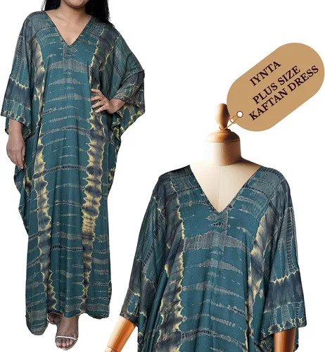 Miniatura 8 de Vestidos caftán hechos a mano en talla grande para mujer, vestido de gran tamaño teñido anudado, salida de baño para vacaciones y salidas nocturnas