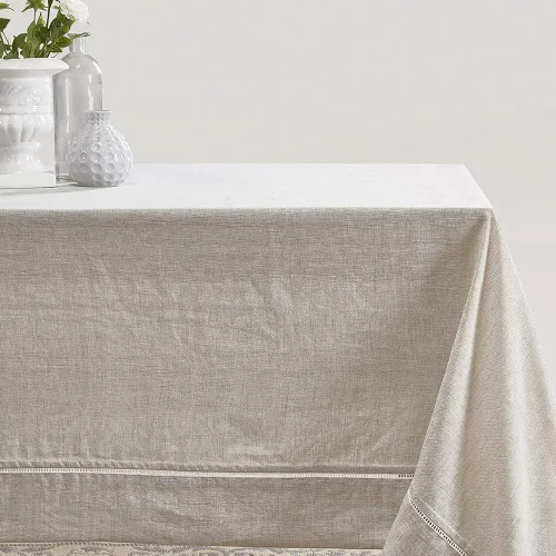 Miniatura 9 de Simple&Opulence Premium - Mantel de lino con dobladillo 100% de 60 x 84 pulgadas, blanco, tela natural, mantel rectangular para uso en interiores