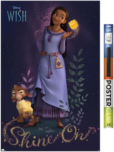 Miniatura 14 de Trends International Disney Wish - Póster de pared Asha, 14.72 x 22.37 pulgadas, versión con marco dorado