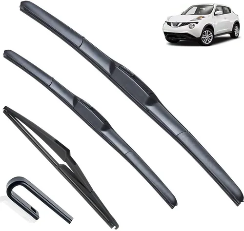 Juego de 3 limpiaparabrisas delantero y trasero compatible con Nissan Juke F15 2010-2016 limpiaparabrisas de 22 pulgadas + 14 pulgadas + 12 pulgadas