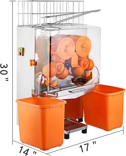Miniatura 8 de Exprimidor comercial, máquina de jugo de naranja con caja de filtro extraíble, exprimidor de naranja comercial de 22 a 30 naranjas por minuto