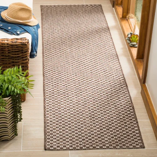 Miniatura 37 de SAFAVIEH Alfombra lavable al aire libre Courtyard Collection - 6'7" x 9'6", azul claro y gris claro, no desprende pelusa y fácil limpieza, ideal
