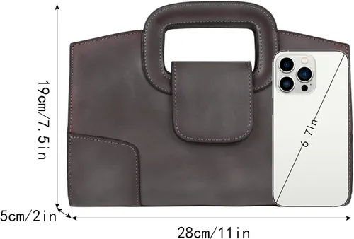 Miniatura 35 de ZLMBAGUS - Bolso de mano para mujer, diseño vintage con solapa y asa, de piel sintética, para llevar al hombro
