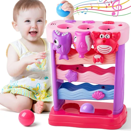 V-Opitos Juguetes musicales para niños de 1 y 2 años, juguetes interactivos de alimentación con pelota, juguetes educativos Montessori, regalos
