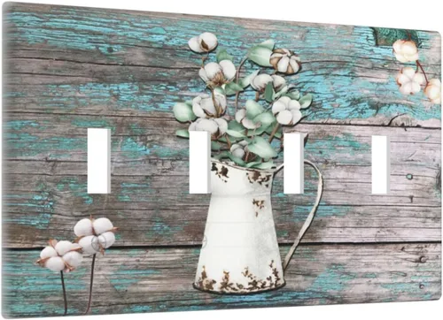 Miniatura 52 de Farmhouse Coffee Primitive Coffee Bean Kitchen 3 Gang Triple Interruptor de Luz de Palanca Cubierta de Placa de Pared Placa Frontal Eléctrica Café