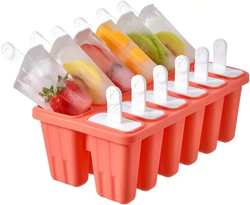 Miniatura 5 de AuraGlor Juego de 12 moldes reutilizables para paletas de silicona, moldes para hacer helados, moldes para helados, accesorios de cocina, fácil