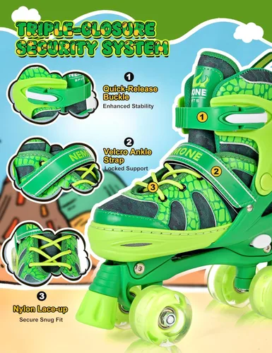 Miniatura 2 de NEMONE - Patines de sirena con ruedas iluminadas y 4 tamaños ajustables para niñas, azul y morado, para niños pequeños, para principiantes, de D