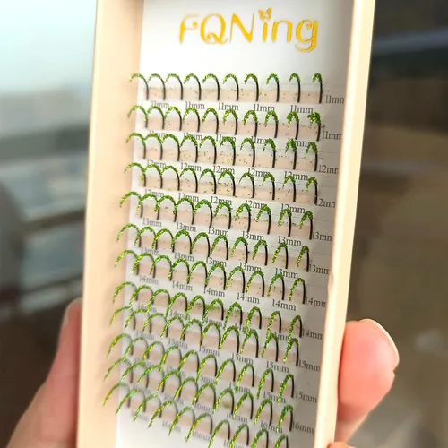 Miniatura 15 de Extensiones de pestañas con purpurina láser, 12 colores de larga duración, brillantes individuales, extensiones de pestañas, suministros Mezcla