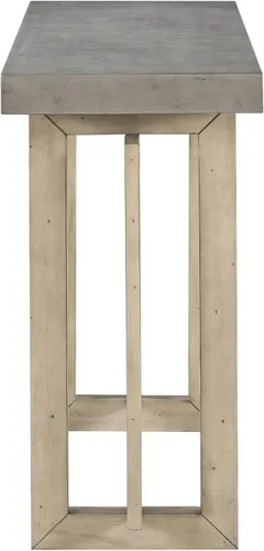 Miniatura 2 de Mesa de consola de madera de 152 cm con tapa de chapa de roble y patas curvadas delgadas de madera de goma, elegante mesa de sofá para sala