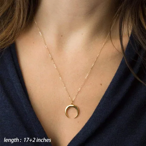 Miniatura 4 de Turandoss - Collares chapados en oro de 14 quilates para mujer, hechos a mano con múltiples capas de perlas de barra, moneda de disco, luna