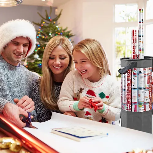 Miniatura 5 de ProPik Bolsa organizadora de almacenamiento de papel de regalo, almacena hasta 25 rollos de 40 pulgadas, poliéster resistente más bolsa transparente
