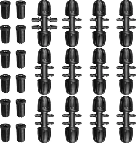 Accesorios de riego por goteo para tubo de 1/2 a 1/4 de pulgada, 12 piezas de línea de goteo de 1/2 a 1/4 pulgadas, reductor de púas con tuerca
