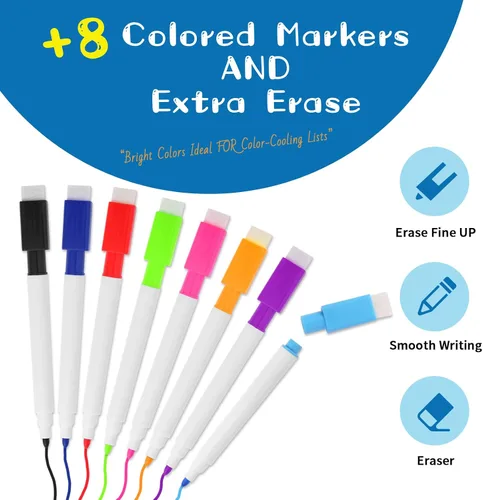 Miniatura 2 de Small White Dry Erase Board Double Sided，Small Dry Erase Board 14x11 Inch,Mini White Board with 8 Markers for Students Office Kitchen Blue