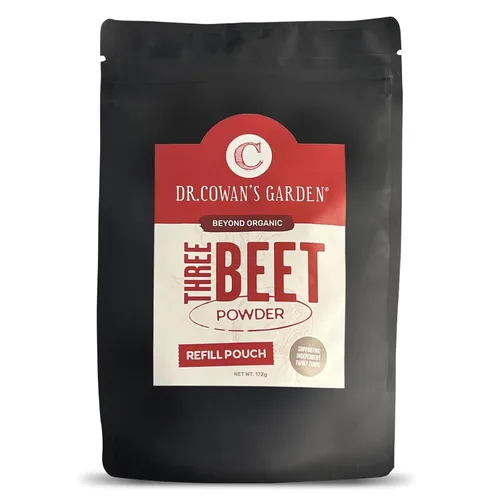 Dr. Cowan's Garden Bolsa de repuesto de polvo orgánico de tres remolachas - Certificado Detroit Red, Chiogga y Golden Beets - Polvo de remolacha