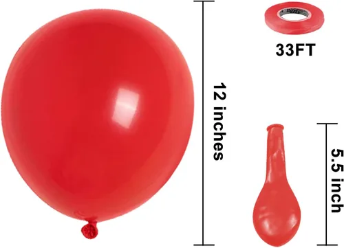 Miniatura 2 de KBZVNAF Globos rojos de látex para fiestas - Paquete de 50 globos de helio de 12 pulgadas, globos rojos para Navidad, boda, aniversario, baby