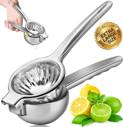 Miniatura 9 de Vakoo Exprimidor de limón – Exprimidor manual de cítricos de metal resistente al óxido para limón y lima, prensa sin esfuerzo, color plateado