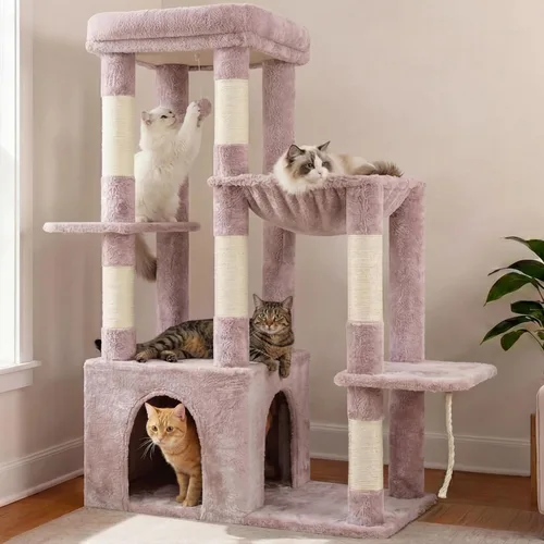 Miniatura 10 de Heybly Árbol para gatos resistente, torre para gatos de interior grande para adultos, casa condominio alta para gatos con zócalo extragrande