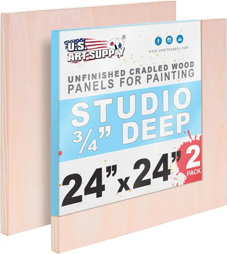 Miniatura 8 de U.S. Art Supply Paneles de madera acunados sin terminar para pintar, paquete de 5 tableros de lona de madera de abedul de estudio de 3/4 pulgadas