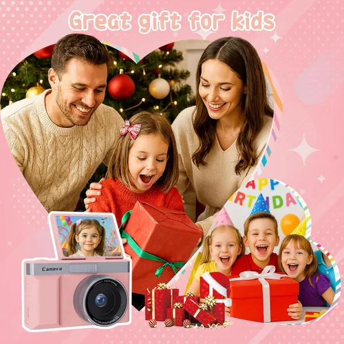 Miniatura 6 de Cámara para niños, cámara digital 1080P de 5MP para niños con pantalla abatible de 180° y tarjeta SD de 32 GB, cámara de juguete retro para niños