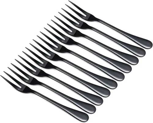 Tenedores de Acero Inoxidable de Cangrejo Negro, Tenedor Escargot de 2 Puntas para Degustar Aperitivos, Tenedores Portátiles para Cóctel, Ensalada y