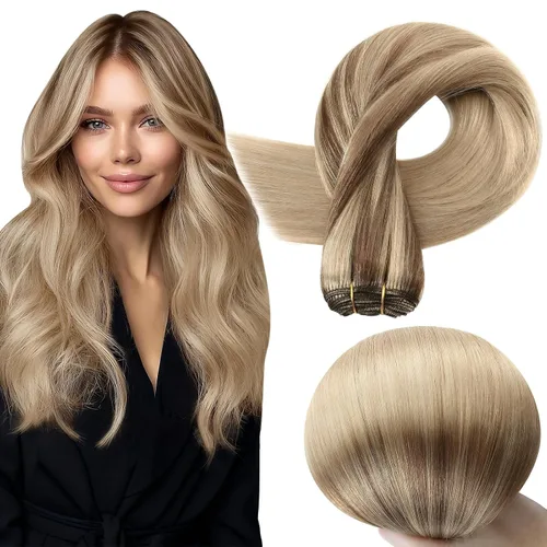 Miniatura 69 de Full Shine Extensiones de cabello humano, 18 pulgadas, mechones de trama, color #2 castaño oscuro, 3.5 onzas, cabello Remy para coser, doble trama