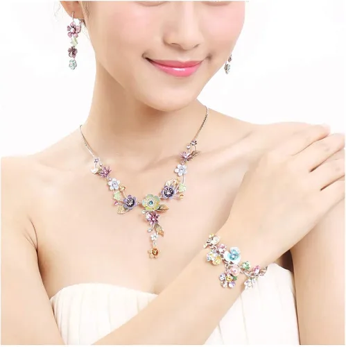 Miniatura 7 de Glamorousky Pulsera de flores con cristales austriacos multicolor y dijes de flores Cristal Circonita cúbica