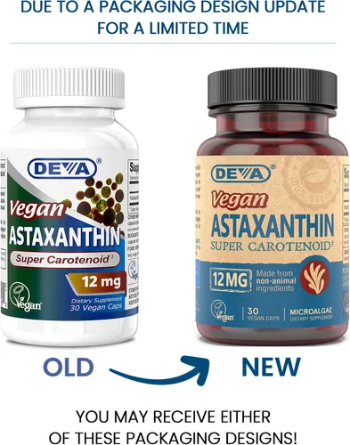 Miniatura 2 de DEVA Nutrición Vitaminas Astaxantina 12 mg, Vegano, Hecho de Microalgas Haematococcus Pluvialis, 30 cápsulas, 1 paquete