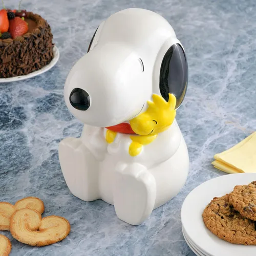 Miniatura 2 de Peanuts Tarro clásico de galletas Snoopy, recipiente de almacenamiento de cocina de cerámica de 10.7 pulgadas, tarro coleccionable de dibujos