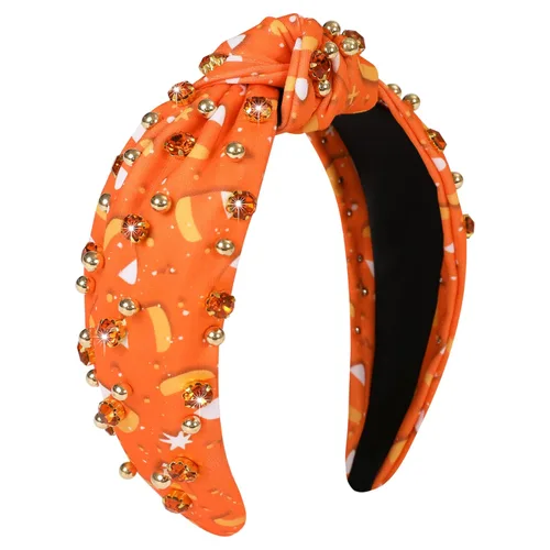 Miniatura 27 de Diadema anudada con joyas para mujeres y niñas, diadema de diamantes de imitación de cristal brillante, nudo superior ancho para mujer, diadema Negro