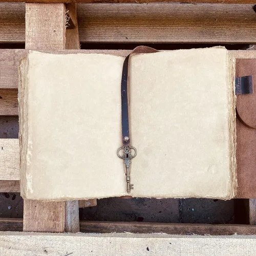 Miniatura 2 de Diario de cuero vintage – Papel vintage hecho a mano antiguo – Diario de llaves encuadernado de cuero para mujeres y hombres – Diario de libro