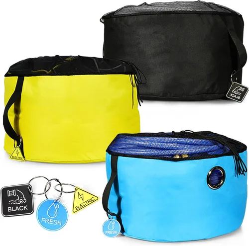 Bolsa de almacenamiento de manguera de caravana de 3 unidades, accesorios para cámper para exteriores, etiquetas de identificación de goma para