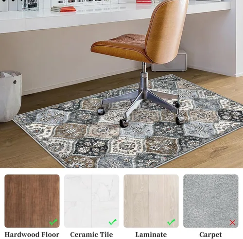 Miniatura 4 de Tapetes para sillas de oficina para suelo de madera dura, 48 x 60 pulgadas, tapete para silla de escritorio para suelo duro, tapete para silla