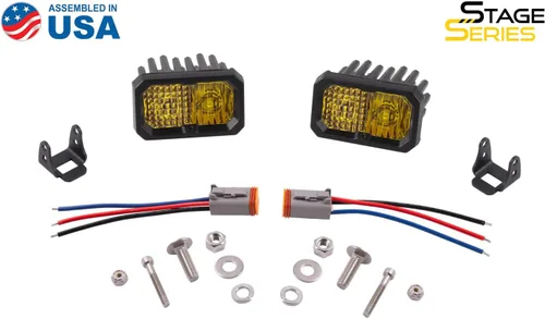 Miniatura 7 de Diode Dynamics C2 1.0 SAE Pod LED deportivo estándar amarillo (par), Combo con retroiluminación ámbar