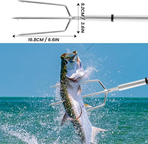Miniatura 3 de Goture Pescado Lanza Rana Lanza Púas Acero Inoxidable Púas Pesca Arpón Pesca Gig Gaff Tenedor Gancho Tornillo para Rana y Peces Lanza Tenedor