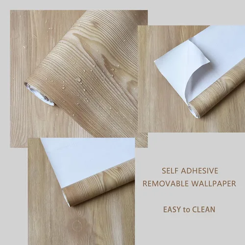 Miniatura 4 de Papel tapiz de madera para despegar y pegar, papel de contacto de grano de madera sintética para gabinetes, cocina, papel de contacto para encimera