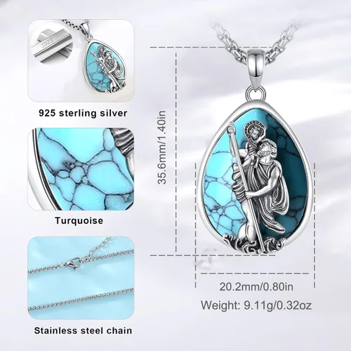 Miniatura 147 de Vito Collar de plata de ley 925 para mujeres y hombres, San Benito, crucifijo, Caravaca, San Cristóbal, San Judas, medalla patronal, amuleto